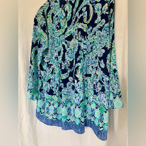 Lilly Pulitzer Marilina Tunic- Scuba Doo High Tide Navy, Size Medium - Picture 5 of 7